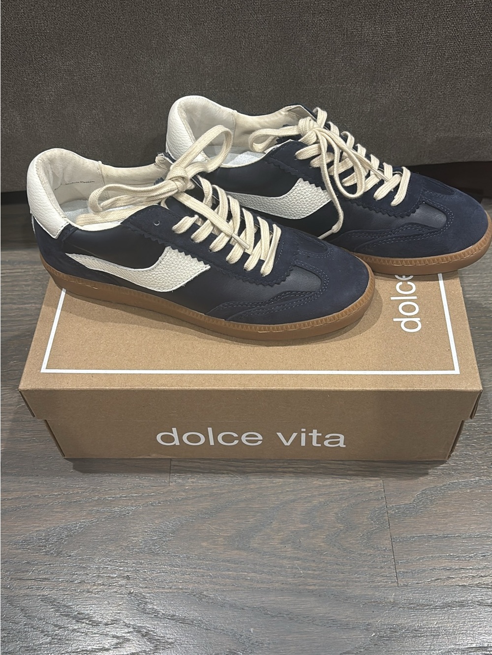 Dolce Vita women Navy and Cream Suede-Trim Sneakers